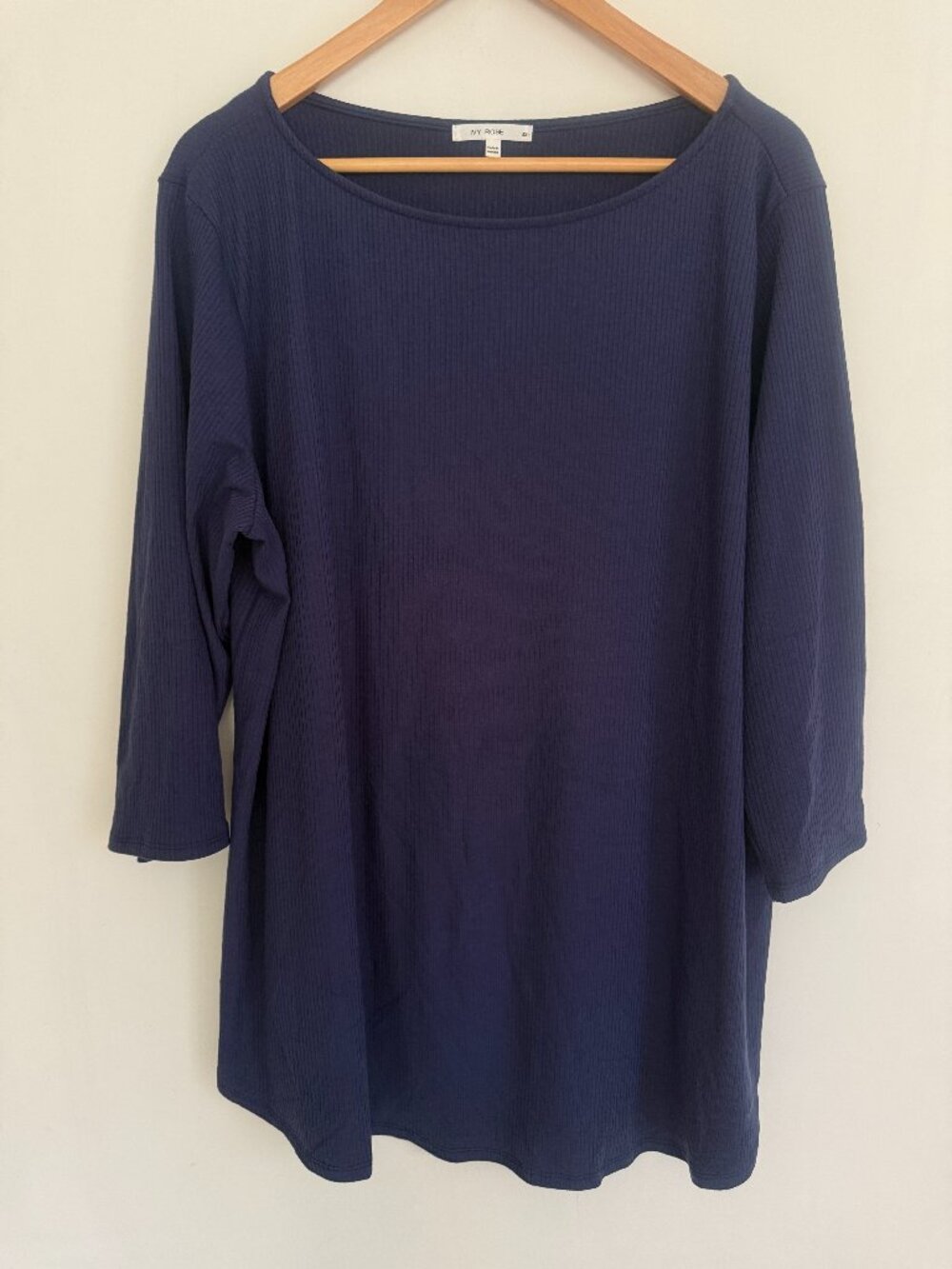 Ivy Rose Women Blue 3/4 Sleeves Pullover Tunic Top Plus Size 3X